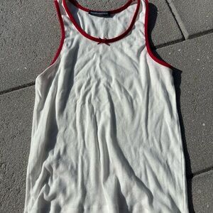 Brandy Melville White Tank Top with Red Trim
